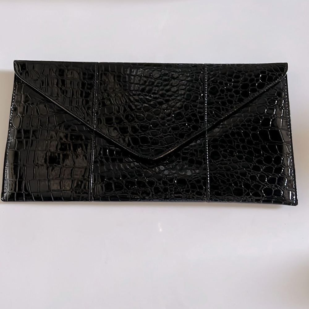 Rachel Zoe faux croc patent clutch